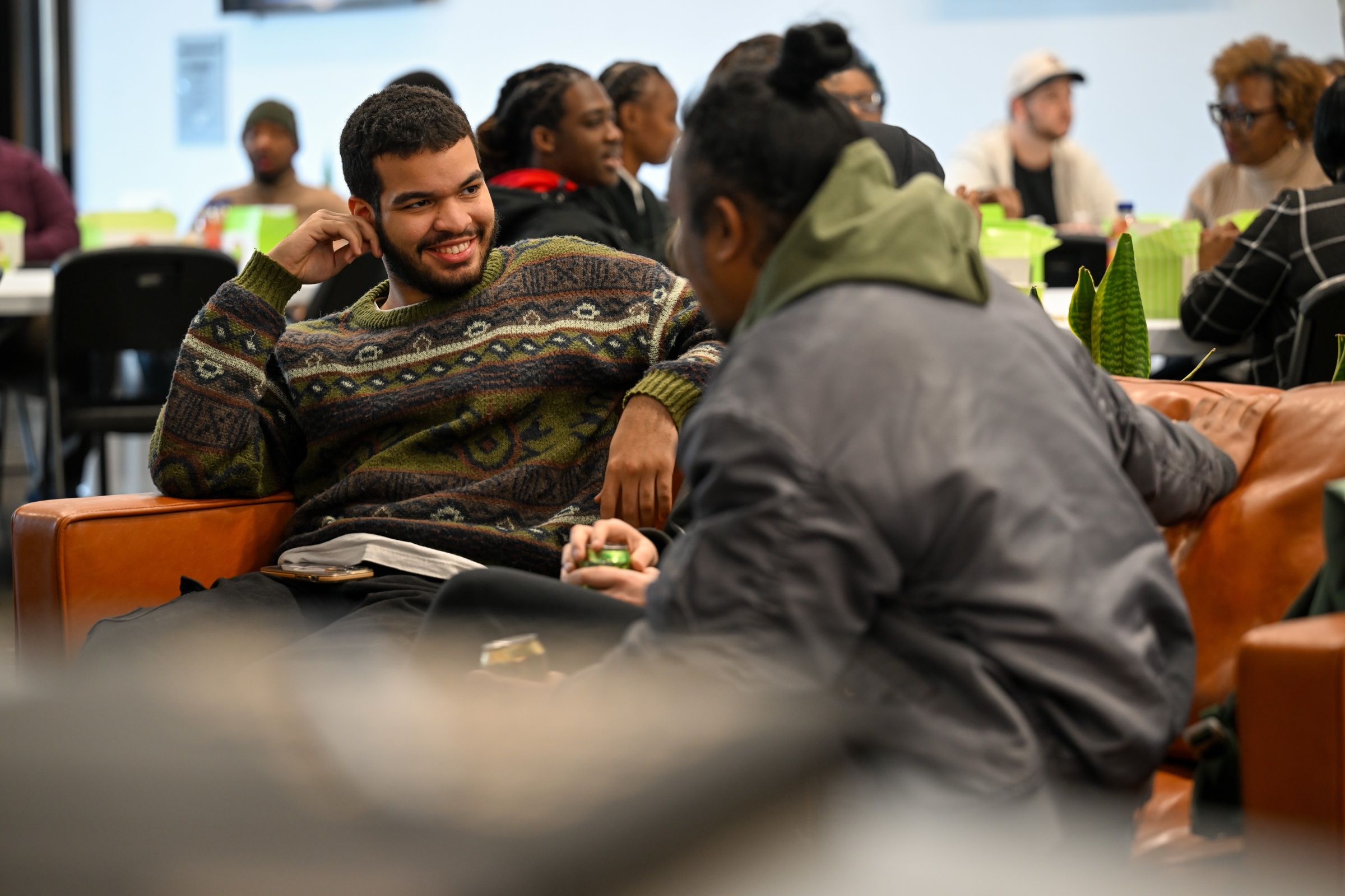 A church creative connecting with others in a relaxed community setting