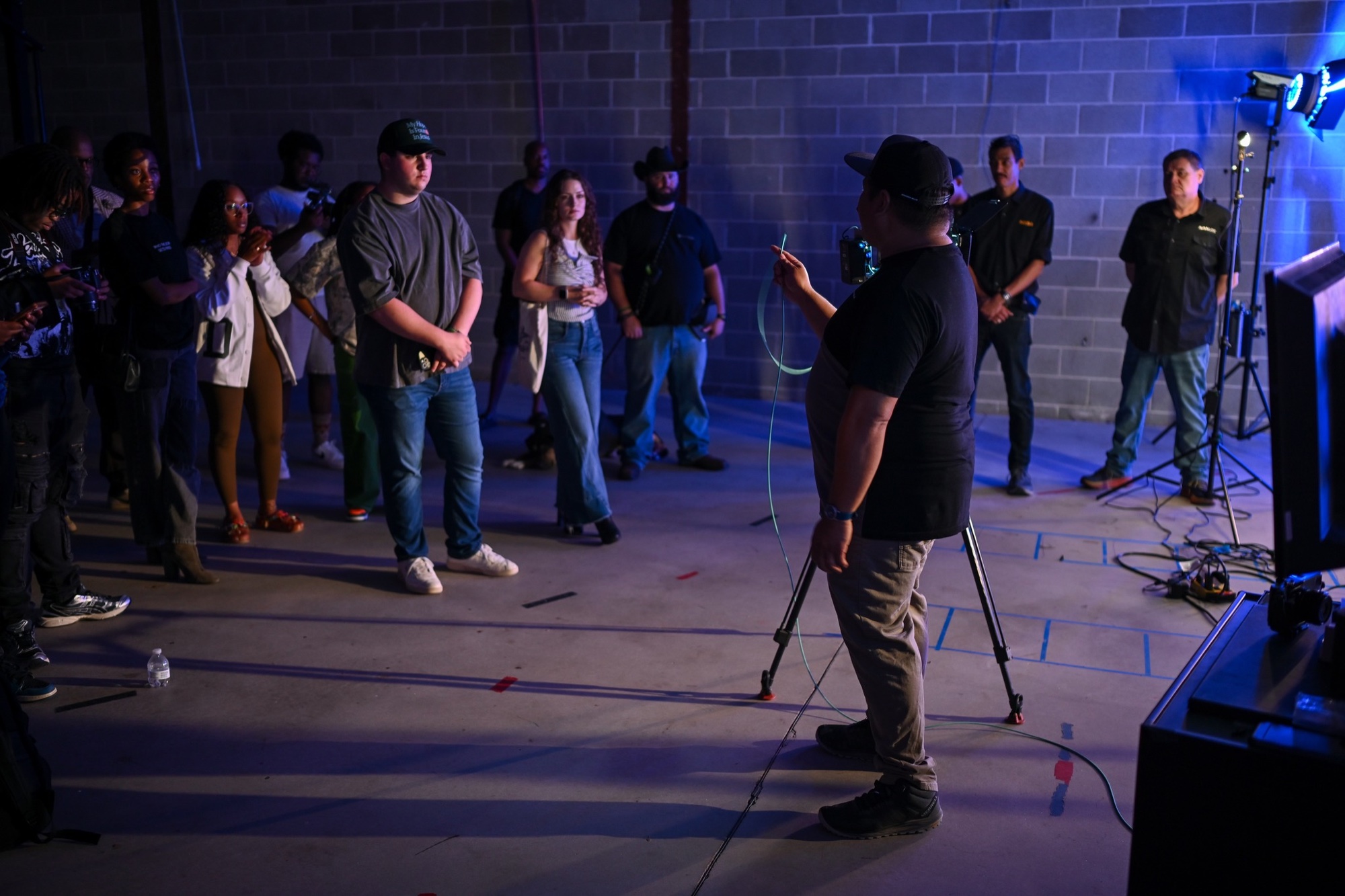 Church creatives gathered around a hands-on production demonstration